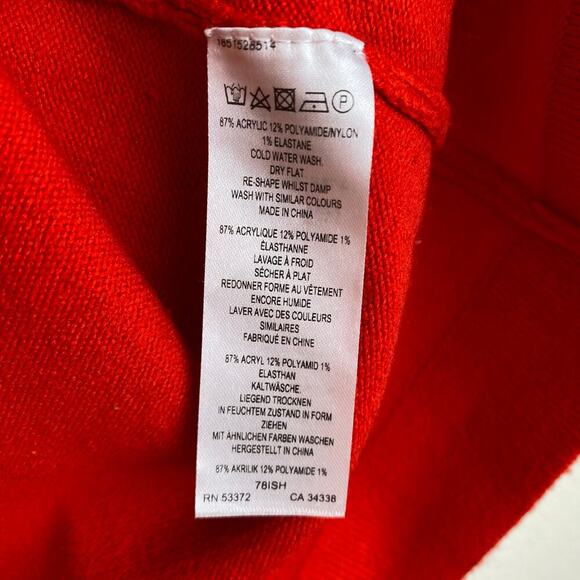 French Connection Cowl Sweater Size Large Red Long Sleeve Tunic Turtleneck - Picture 12 of 13